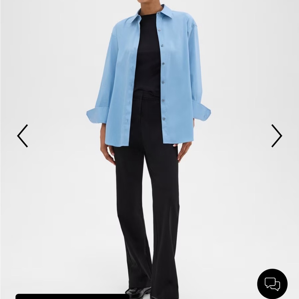 Theory Powder Blue BF Cotton Shirt Petite